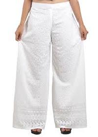 Chick Garb White Cotton Lycra Palazzo Pants