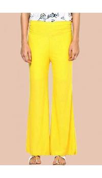 Chick Garb Yellow Cotton Lycra Palazzo Pants