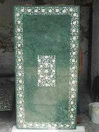 green marble inlay table top