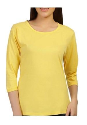 Ladies Plain Full Sleeve Round Neck T-Shirts