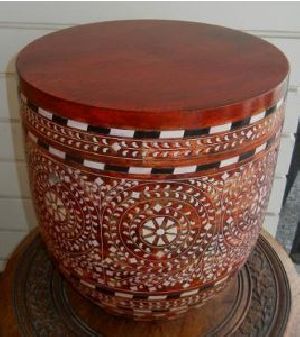 Wooden Carved Inlay Stool