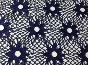in round machine 100% polyester Black Sun Flower Mesh Lace Fabric