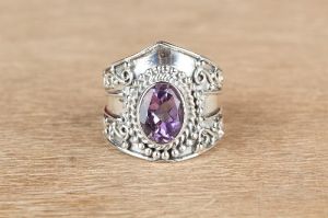 Faceted Amethyst 925 Silver Ring