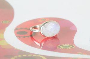 Faceted Rainbow Moonstone Gemstone 925 Silver