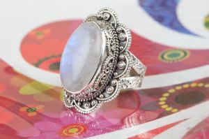 Handmade Rainbow Moonstone Gemstone Ring