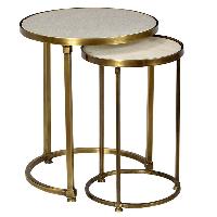 Gold Side Table with Marble Top