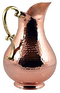 hammered copper pitcher with brass pitcher