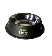 Paws For A Cause Printed Stainless Steel Anti Skid Dog Food Bowl Black 920Ml
