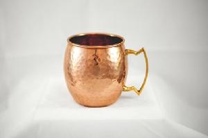 COPPER  MUG WITH BRASS HANDLE.