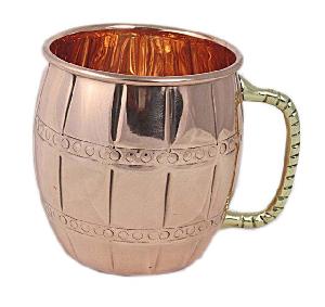 COPPER FINIS MUG WITH BRASS HANDLE.