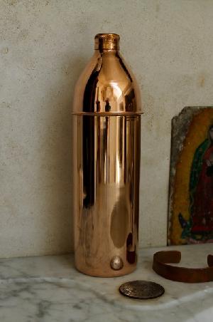Copper water storage bottle.