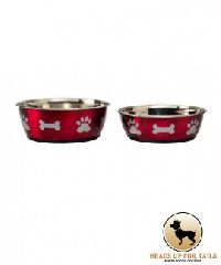 Red- Bones and Paws Dog Bowl -S and M