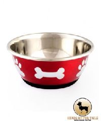 Red Bones Paws Dog Bowl