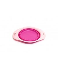 Small Foldable Dog Bowl With Tray-Pink