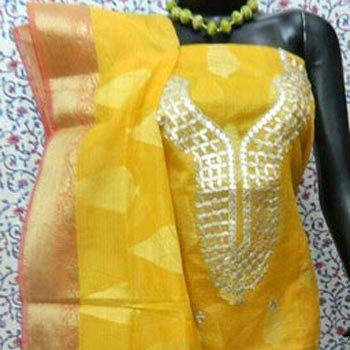 Unstitched Zari Gota Work Suit Material