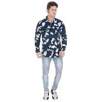 All Over Leaf Girggit Print Moonlight Ocean Full Sleeves Casual Shirt With Silicon Wash