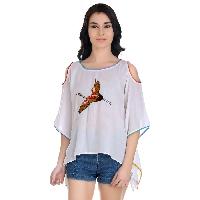 Girggit cloud-dancer-rayon-round-neck-drop-shoulder-3-4th-sleeves-top-with-swan-embroidery