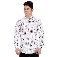 Girggit All Over Geo Print Bright White Full Sleeves Casual Shirt With Silicon Wash