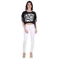Girggit Round Neck Cow Boy Fringes Boat Neck Top With Print