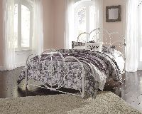 Loriday Aged White Queen Metal Bed