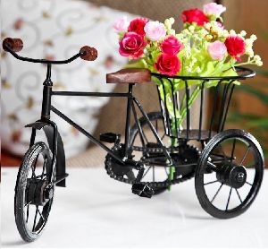 Wrought Iron Small Miniature Flower Rickshaw