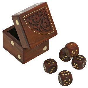 Wooden Carved Dice Box