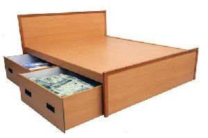 Wooden Bed with Drawers