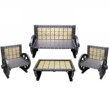 Metal Inlaid Sofa Set