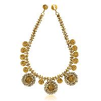 Antique Foliate Coin Statement Gold Plated Necklace