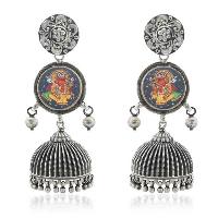 Hand Painted Intricate Floral Jhumki