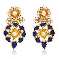 Lapis Pearl Floral Earring