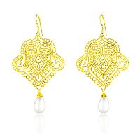 Paisley Filigree Pearl Drop Earrings