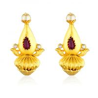 Pearl Red Temple Earring