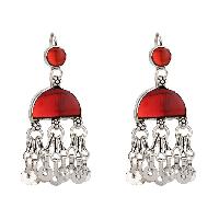 Red Glass Crescent Danglers