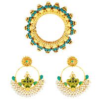 Turquoise Chandbali Set