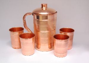 Pure Copper Embossed Jug Set