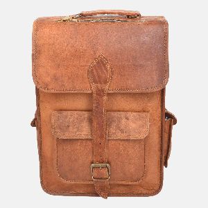 15" Leather Handmade Rucksack For Men And Women