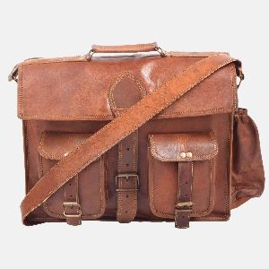15" Leather Laptop Satchel For Men And For Women