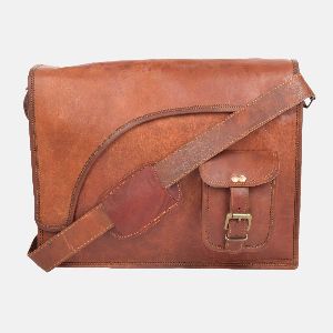 15" Leather Messenger Bag For Men And Women