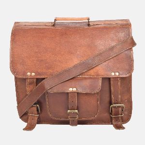15" Vintage Leather Backpack And Laptop Briefcase