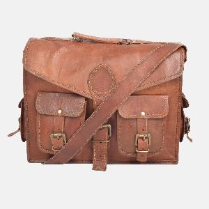 15" Vintage Leather Handmade Laptop Satchel Bag