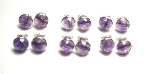 Amethyst Stud Gemstone Earrings