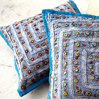 Mirror Work Embroidery Cushion Cover