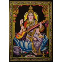 Cotton Canvas Goddess Saraswati