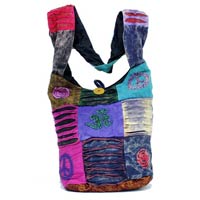 Cotton Canvas Multi Color Ripped Nepal Indian Sling Cross Body Long Shoulder Bag