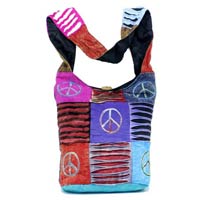 Cotton Canvas Multi Color Ripped Nepal Indian Sling Cross Body Long Shoulder  Bag