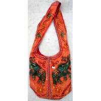 Cotton Canvas Sequin Embroidered Elephant Handcrafted Sitara Work Tote Hippie Indian Sling Cross Body Bag