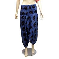 Dark Blue Color Casual Aladdin Afghani Pant for Womens in Cotton Fabric with Elastic Waist