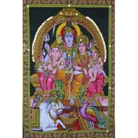 God of Wisdom, Wealth Ganesh, Ganesha, Shiva Family Tapestry