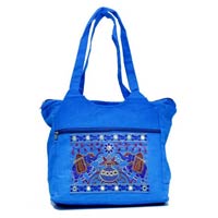 Traditional Ethnic Elephant Design Blue Color Embroidered Indian Rajasthani Style Tote Ladies Bag